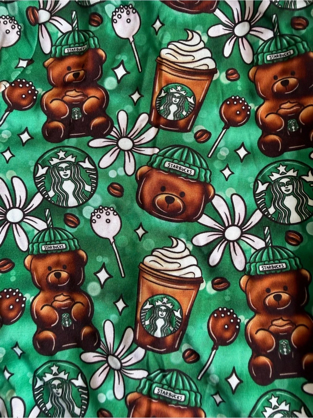 Feral and free Bamboo footies- Starbucks bear- 6-12M